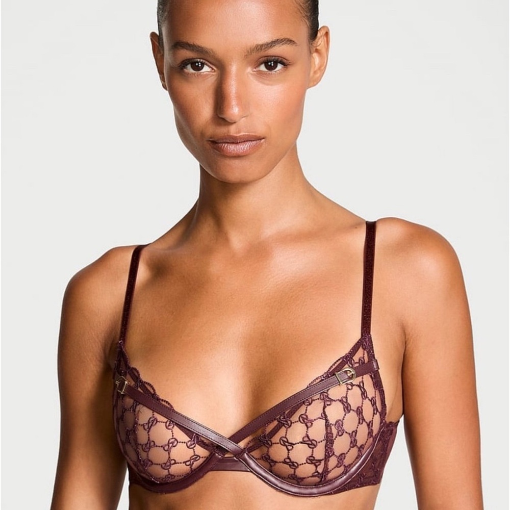 Designer Sheer Burgundy Bra